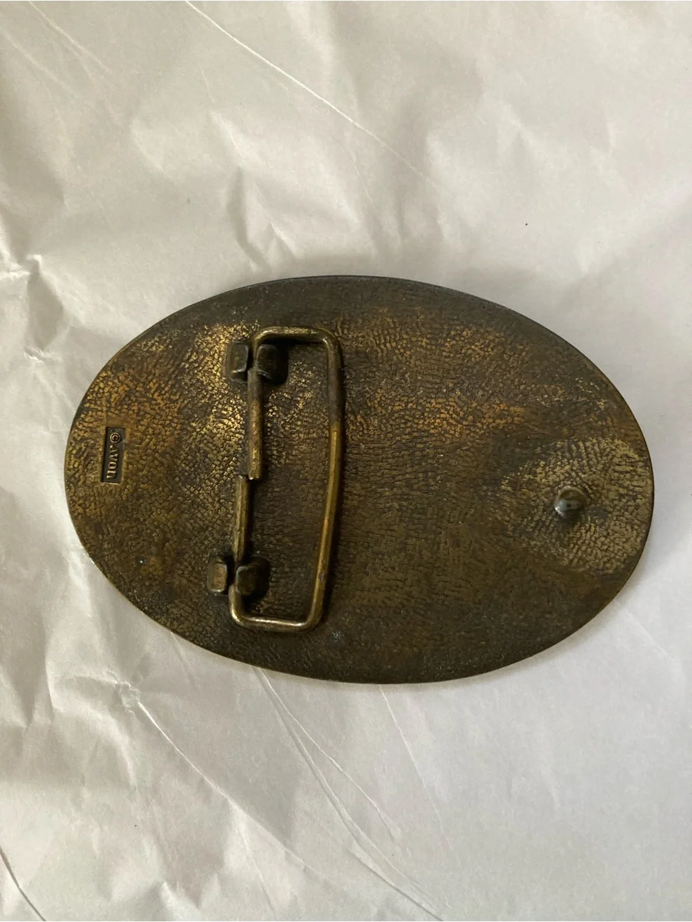 Avon Bronze-Tone Vintage Car Oval Belt Buckle